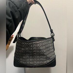 Coach Signature Black and Gray Shoulder Bag